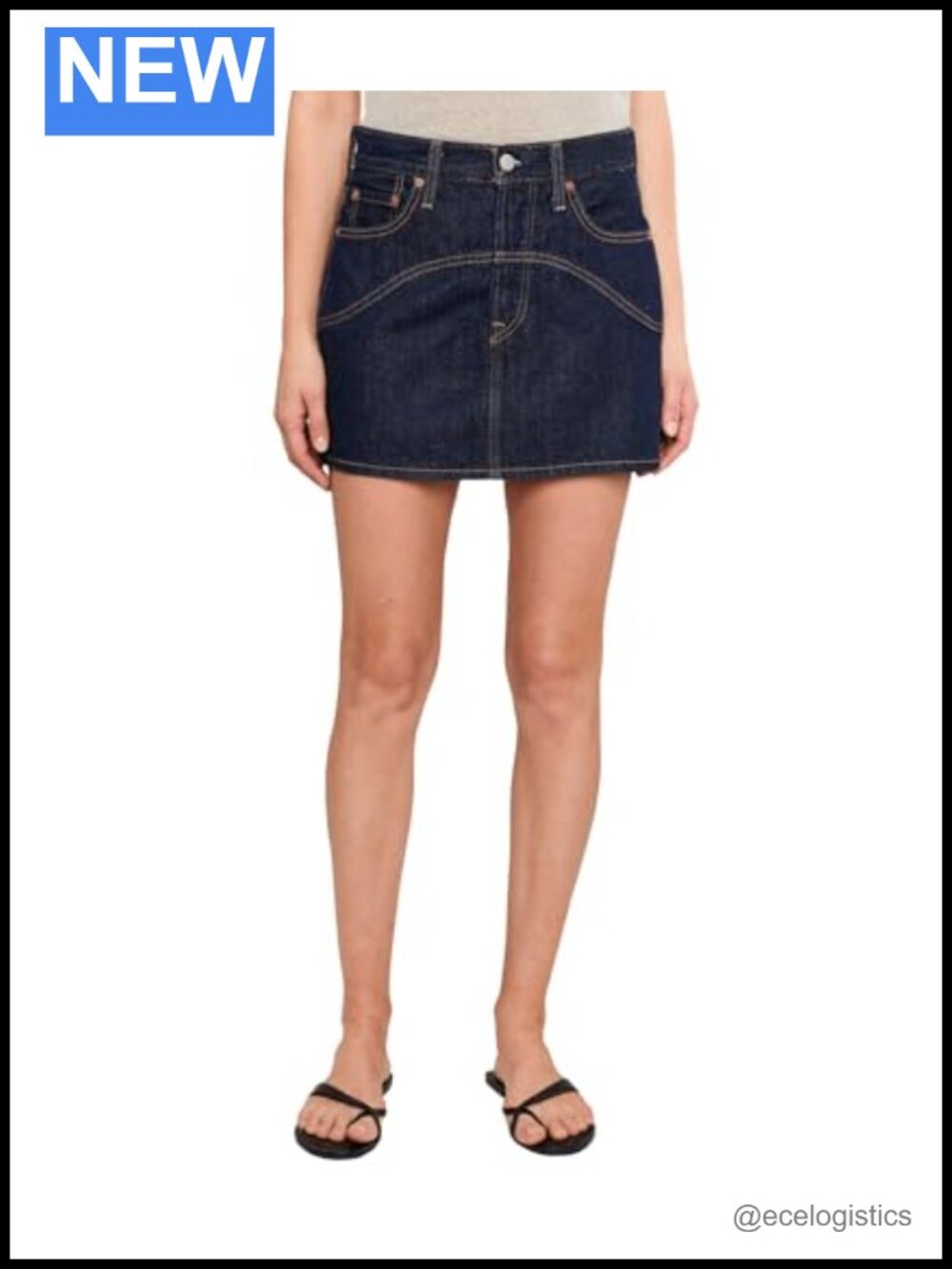 Levi's Icon Western Yoke Midi Skirt 100% Cotton Button Mid Rise